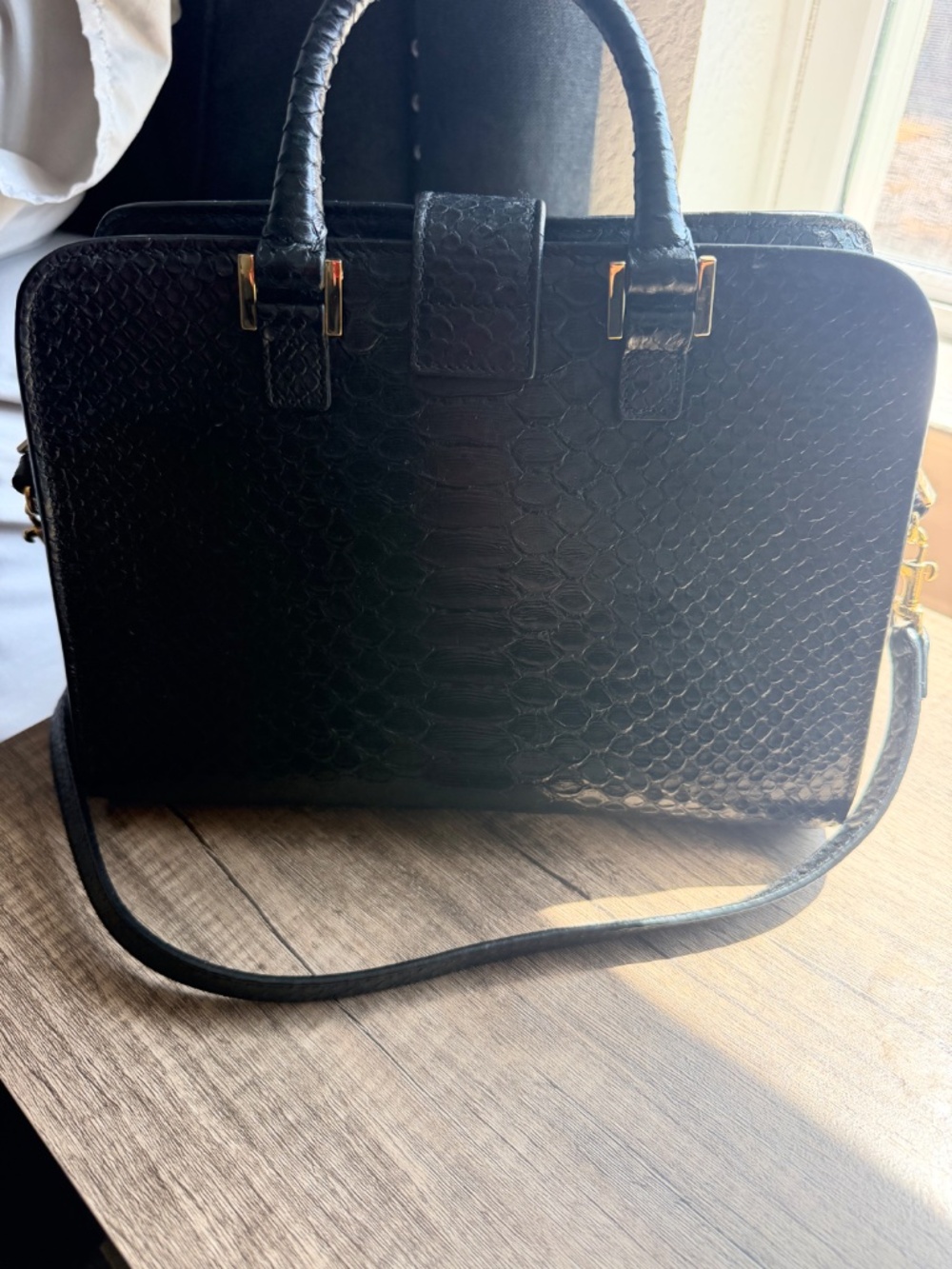 YSL Cabas Monogram Python Embossed Satchel - Picture 10 of 12